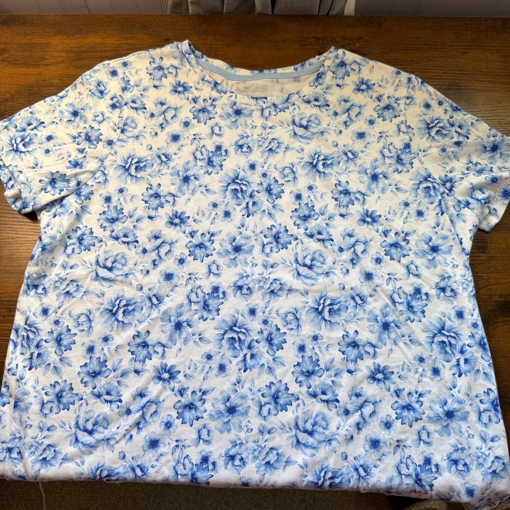 Lands' End Blue Floral Tees - 2 Shirts - Picture 5 of 9
